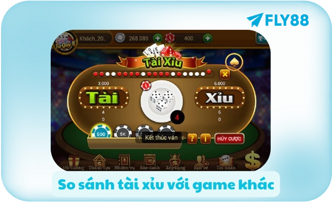 So sánh tài xỉu với game khác